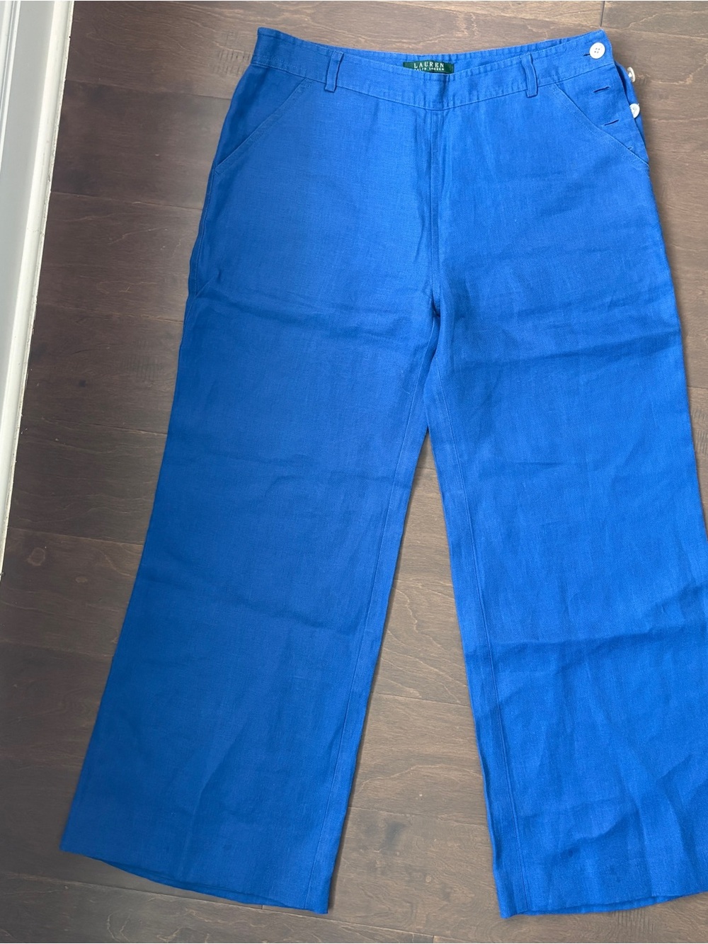 Lauren Ralph Lauren Royal Blue Wide Leg Linen Pants